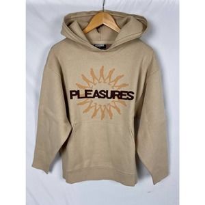 PLEASURES Passion Knit Pullover Sweater Hoodie Men’s S Cotton Intarsia Logo VGC